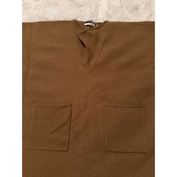 Cristaseya New Felted Wool Maxi Poncho Sweater Cape Knit Brown Medium - Picture 4 of 8